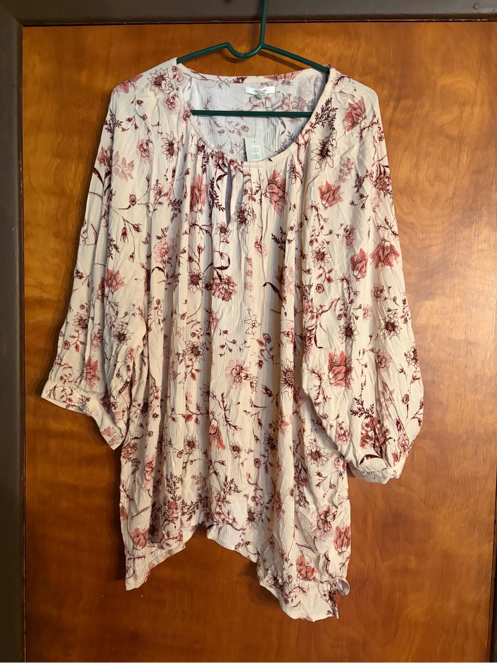 Maurices Pink Floral Print Blouse Long Sleeve 4X BNWT